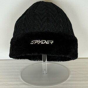 Spyder Cable Knit Core Sweater Beanie Soft Faux Fur Lining Along Brim O/S
